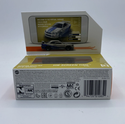 Hot Wheels 1:64 ID Cars – Nissan Skyline GT-R (BNR34) | Silver | Model HCJ08